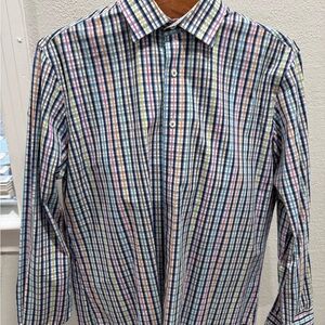 Bugatchi Multicolor Plaid Cotton Button-Up Shirt